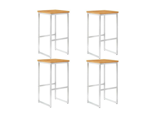 4-piece bar stools made of solid Doucezen wood and stainless steel