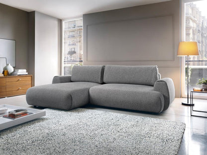 Doucezen Left-Hand Corner Sofa Bed in Textured Grey Fabric