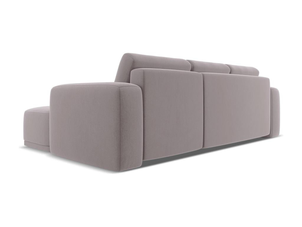 Right-hand corner sofa bed in velvet - lavender - Homzora