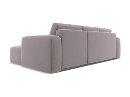 Right-hand corner sofa bed in velvet - lavender - Homzora