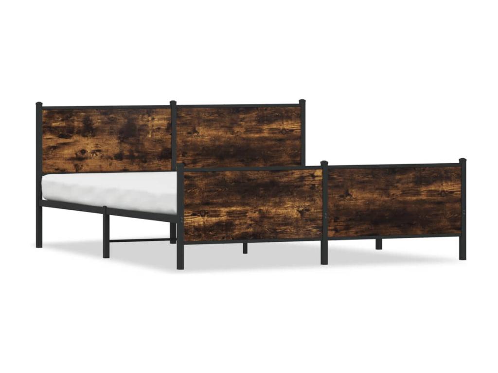 Metal bed frame without mattress, smoked oak, 200x200 cm