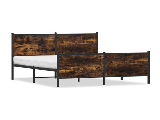 Metal bed frame without mattress, smoked oak, 200x200 cm