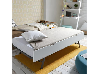 Bunk bed with folding legs, 105cm, white wood, 105x190/105x190cm