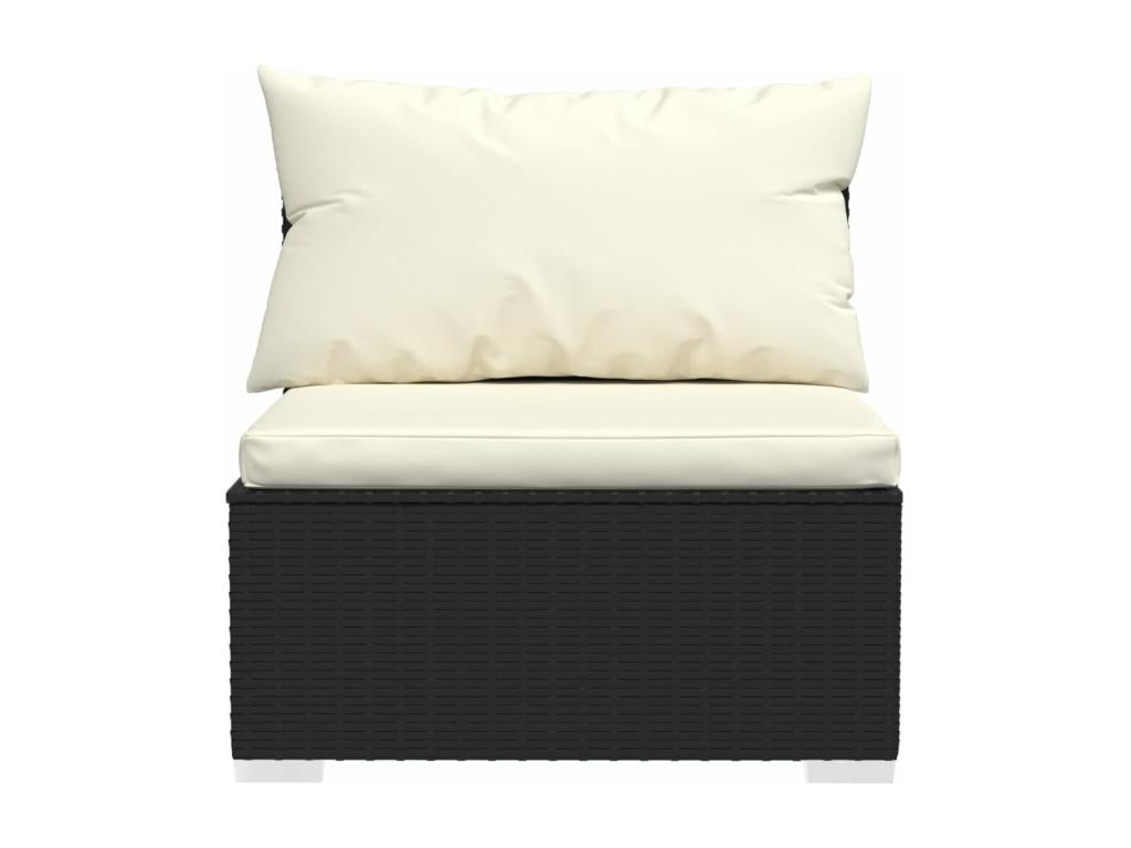 4-seater sofa with cushions, black woven resin