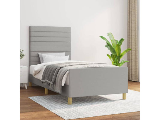 Light grey bed frame without mattress, 80x200 cm, fabric