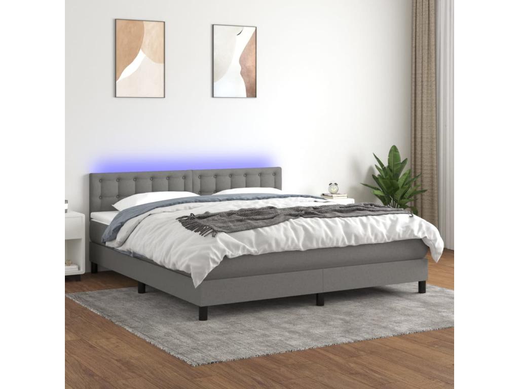Homzora bed base and mattress with LED lighting, Dark Grey, 180x200 cm