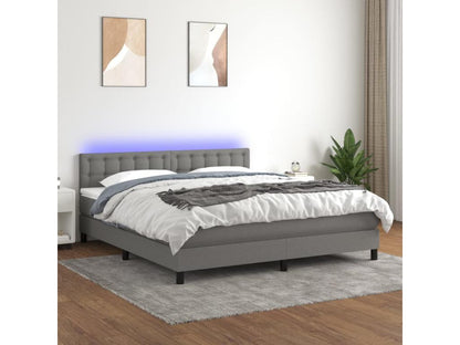 Homzora bed base and mattress with LED lighting, Dark Grey, 180x200 cm