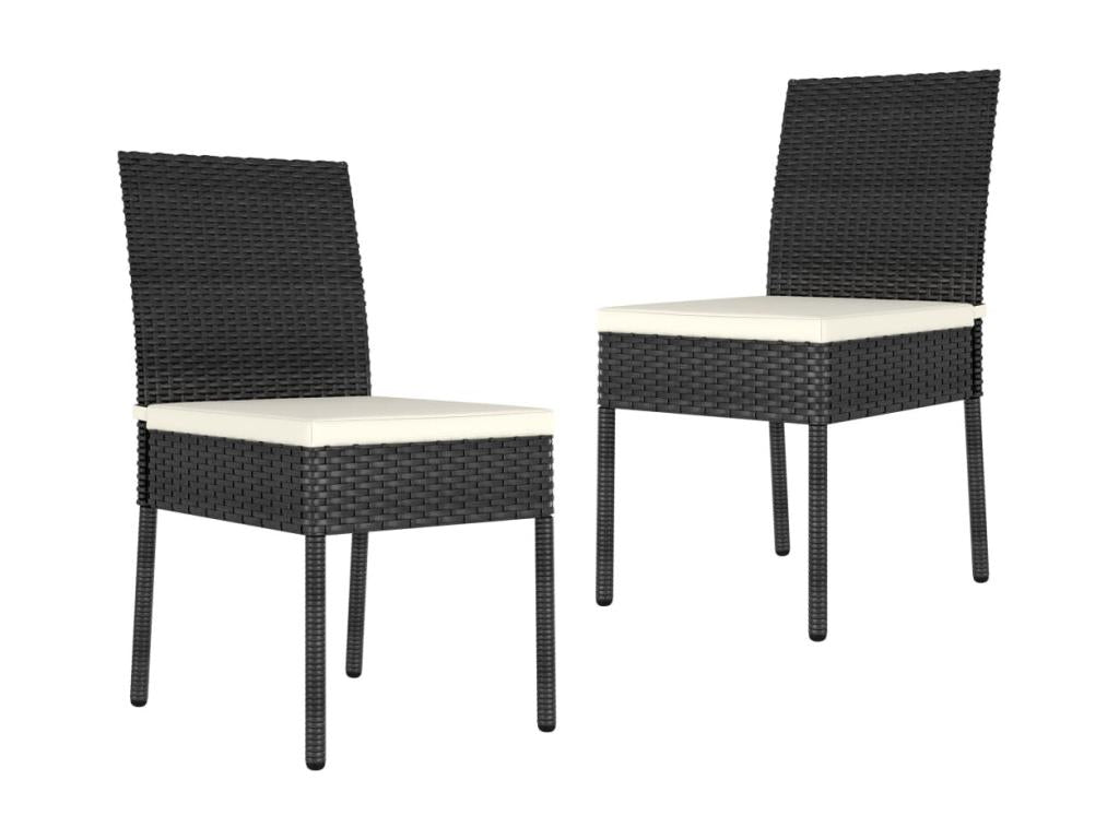 2-Piece Garden Dining Chairs, Black Wicker Resin