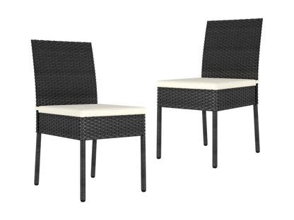 2-Piece Garden Dining Chairs, Black Wicker Resin