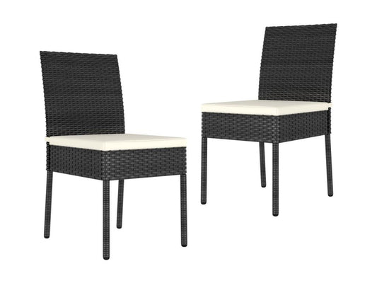 2-Piece Garden Dining Chairs, Black Wicker Resin