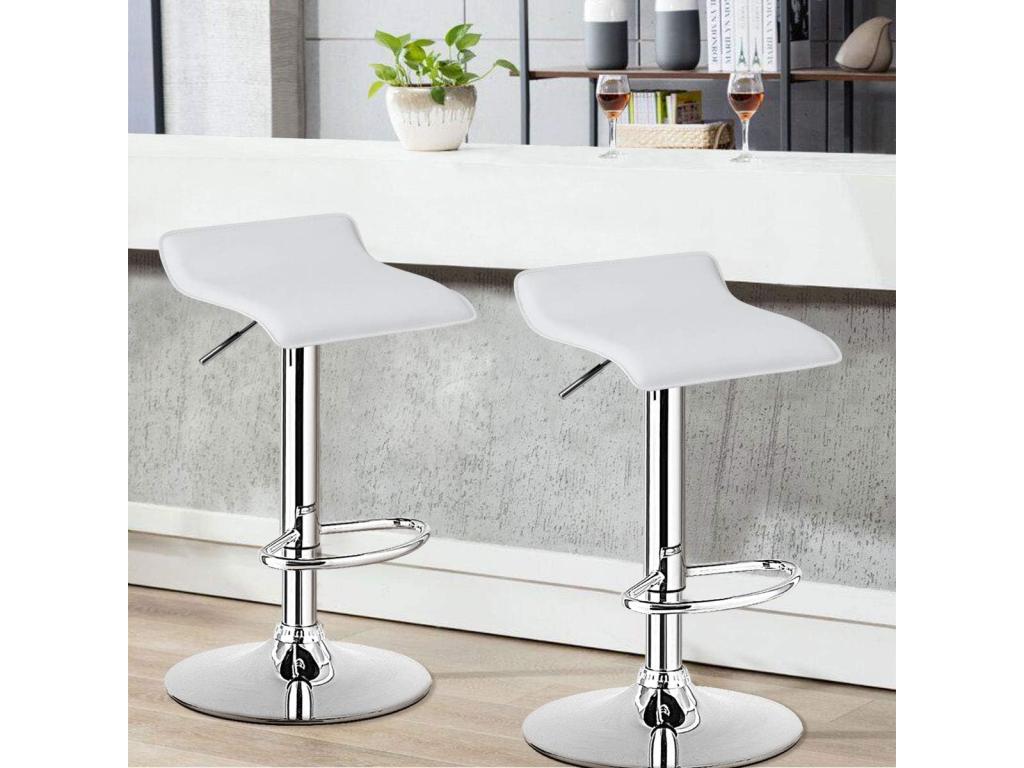 Bar stool/bar chair, set of 2, adjustable height, 360° swivel, white