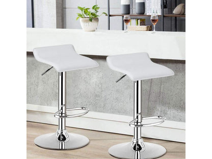 Bar stool/bar chair, set of 2, adjustable height, 360° swivel, white
