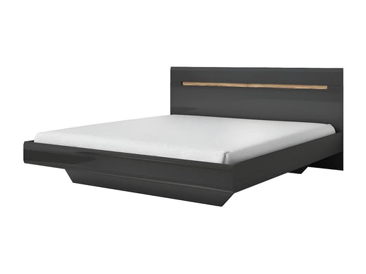 Designer adult bed 180x200 Homzora collection - Grey and oak colour.