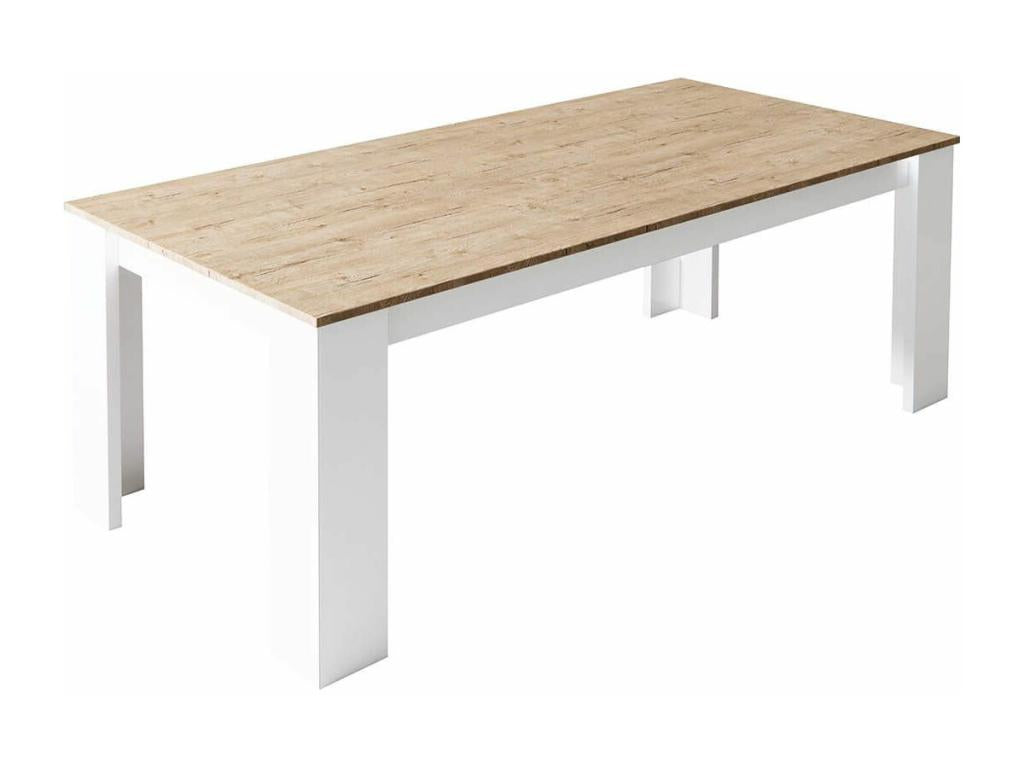 Homzora - Living Room Buffet Table, Glossy White Lacquered, Wood Look