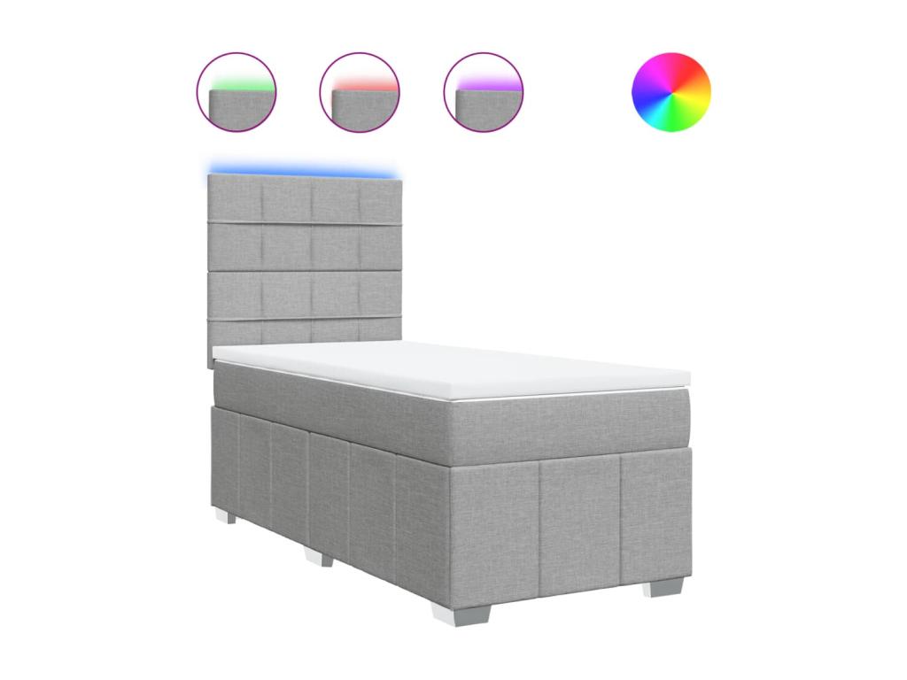 Doucezen bed base with light grey 80x200 cm fabric mattress