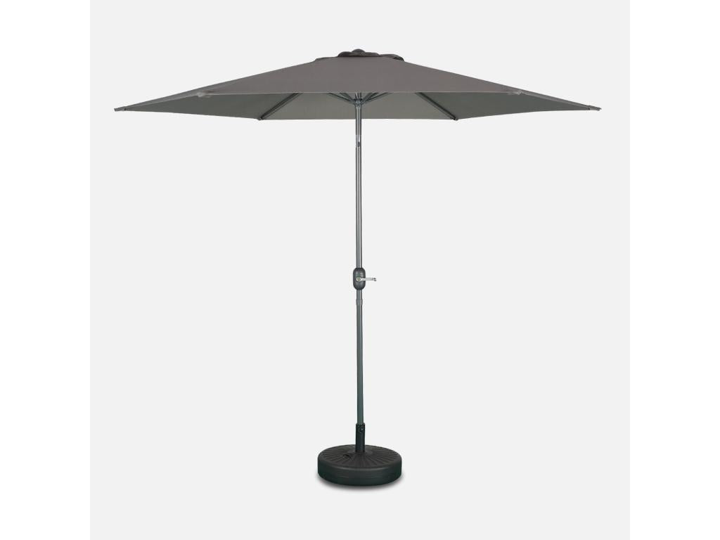 300cm Round Straight Parasol - Grey - Adjustable central aluminium pole and Homzora opening