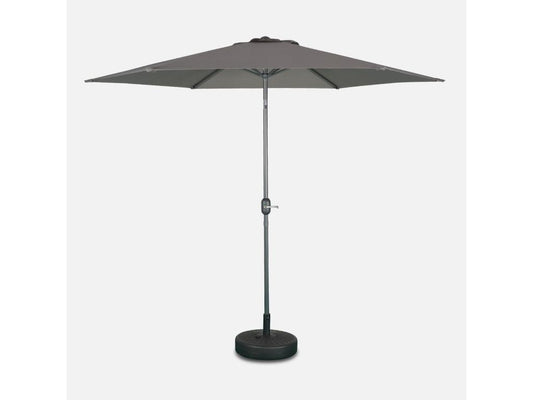 300cm Round Straight Parasol - Grey - Adjustable central aluminium pole and Homzora opening
