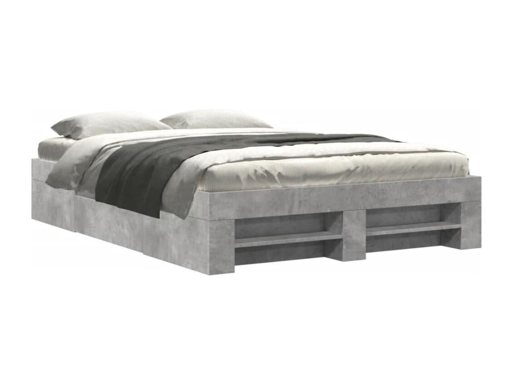 Bed frame without mattress, concrete grey, 120x190 cm, engineered wood