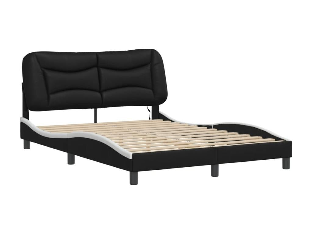 Bed frame with LED lighting, mattress not included, black and white, 120x200 cm