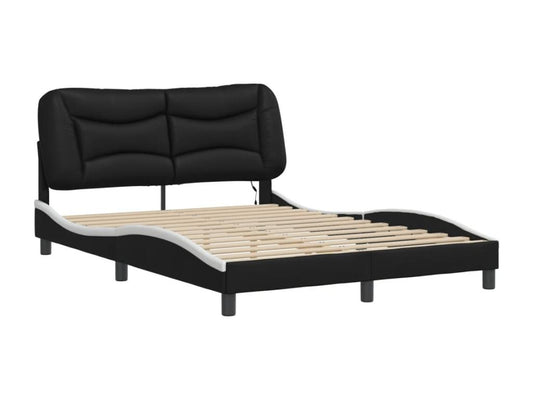 Bed frame with LED lighting, mattress not included, black and white, 120x200 cm