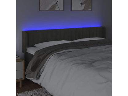 Dark Grey LED Headboard 203x16x78-88 Velvet