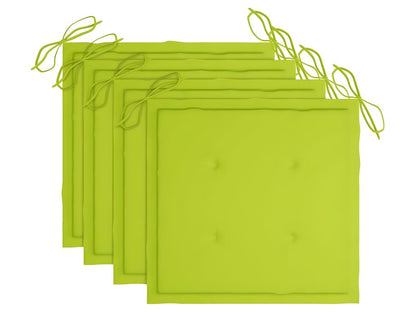 Set of 4 garden chairs with bright green cushions, teak wood