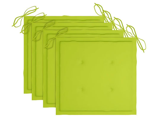 Set of 4 garden chairs with bright green cushions, teak wood