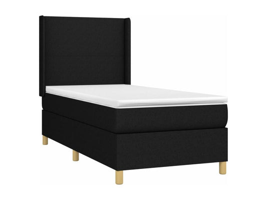 Homzora bed base with black mattress 90x190 cm fabric