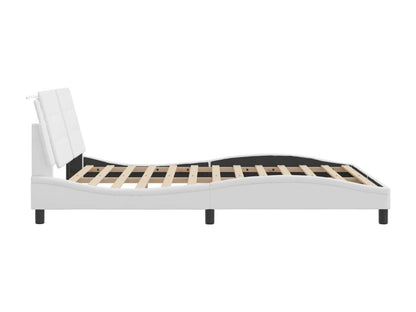 White faux leather bed frame (160x200 cm) without mattress