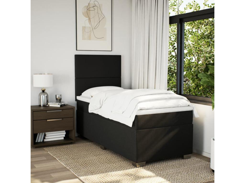 Doucezen bed base with black mattress 90x200 cm fabric