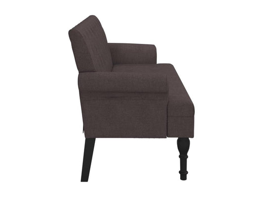 Bench with dark brown backrest, 120x62x75.5 cm, fabric