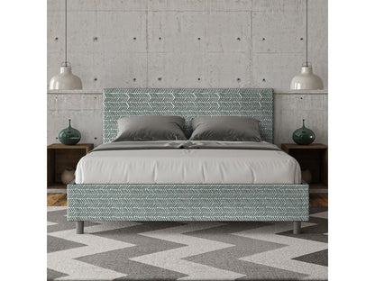 Homzora 7 Light Blue Upholstered Storage Bed 160x200cm