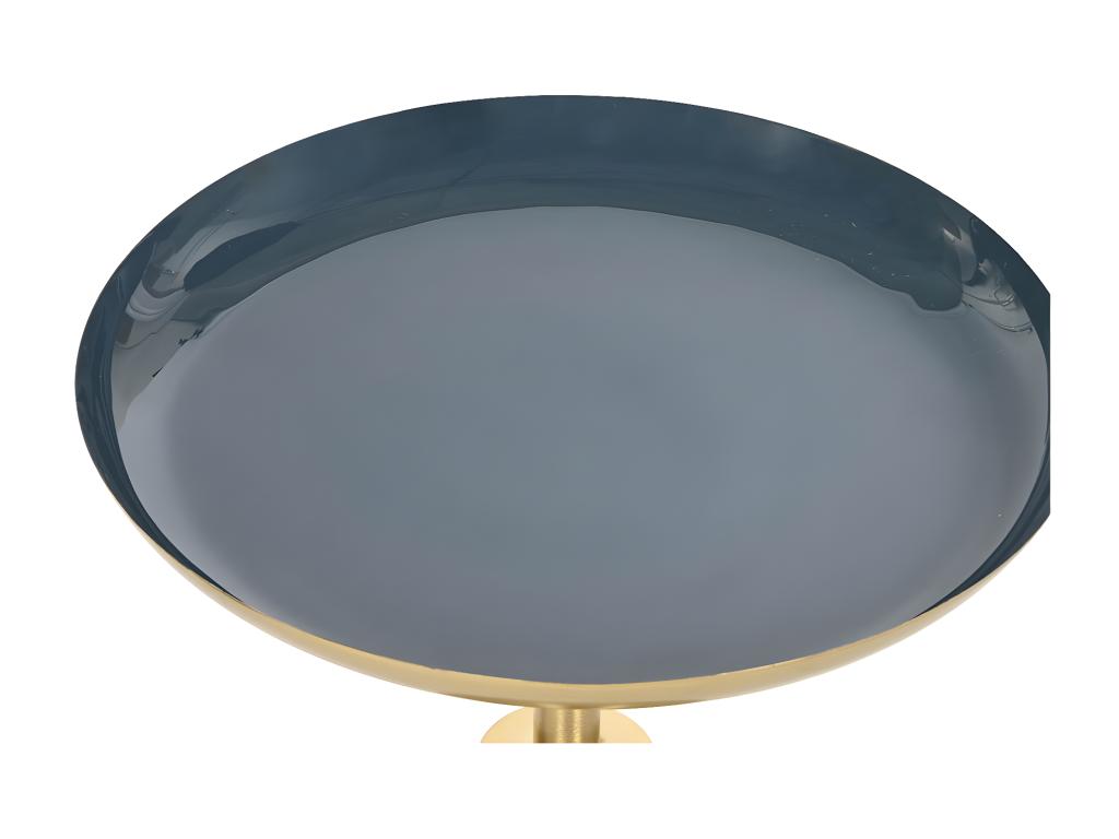 Set of 2 round side tables in gold and blue iron