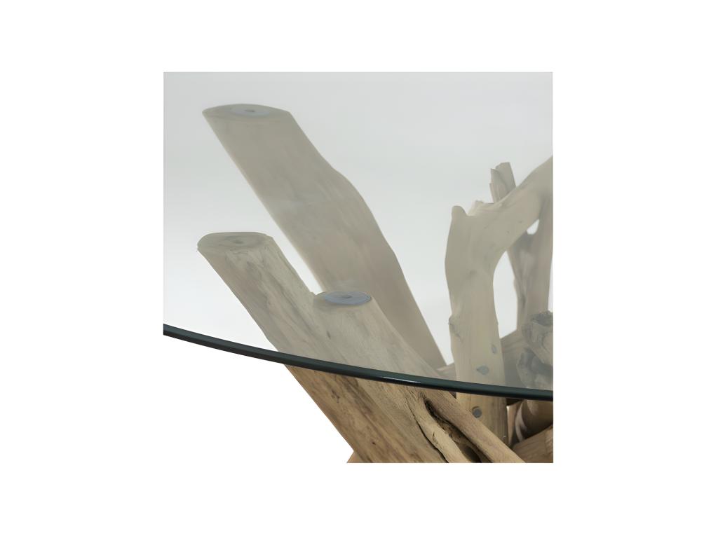Round dining table in driftwood/glass - Doucezen