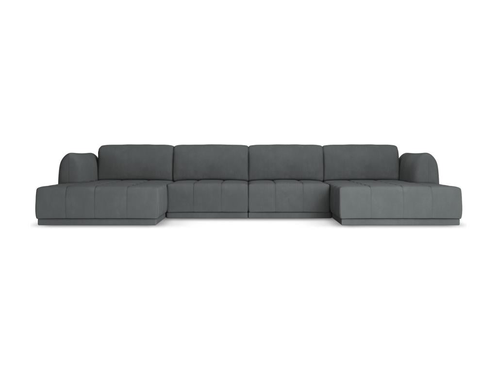 Panoramic corner sofa in chenille fabric - graphite - Doucezen