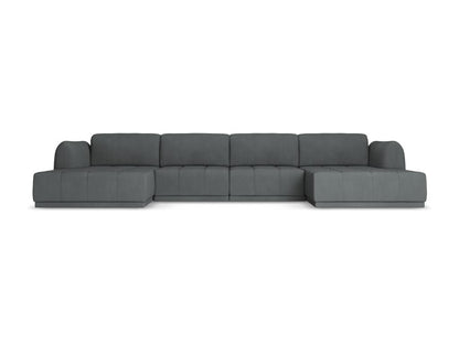 Panoramic corner sofa in chenille fabric - graphite - Doucezen