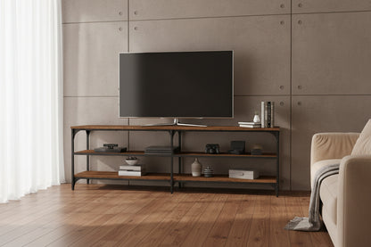 Brown oak TV stand, 160x30x50 cm, engineered wood