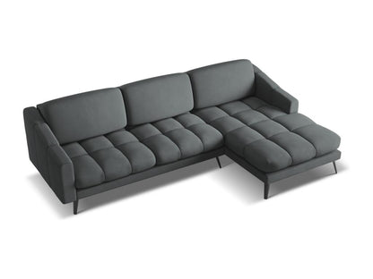 Right-hand corner sofa in chenille fabric - graphite - Doucezen