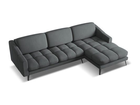 Right-hand corner sofa in chenille fabric - graphite - Doucezen