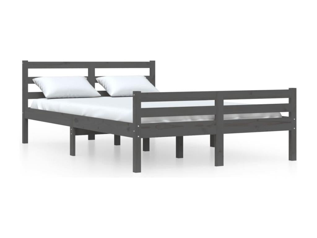 Grey Solid Wood Bed Frame 140x200 cm