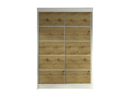 Homzora 150 Oak Wardrobe - White 200x120x58cm Sliding Wardrobe Doors