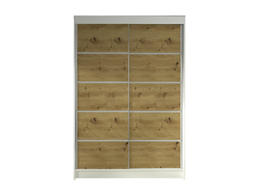 Homzora 150 Oak Wardrobe - White 200x120x58cm Sliding Wardrobe Doors