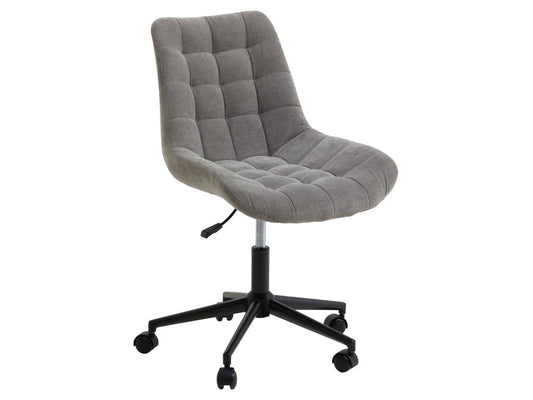 Homzora office chair, grey corduroy armchair with black lacquered metal base
