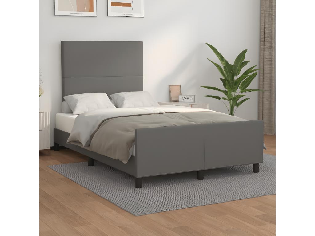 Bed frame without mattress gray 120x190 cm faux leather