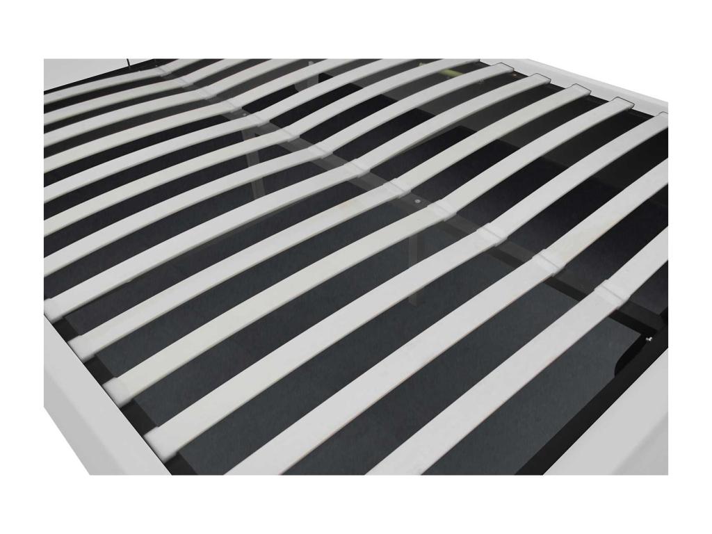 White upholstered bed frame with integrated storage compartment 160x200 cm NEWINGTON