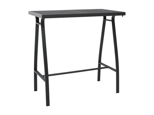 Black garden bar table, 110x60x110 cm, tempered glass