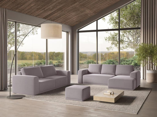 Right-hand corner sofa bed in velvet - lavender - Homzora
