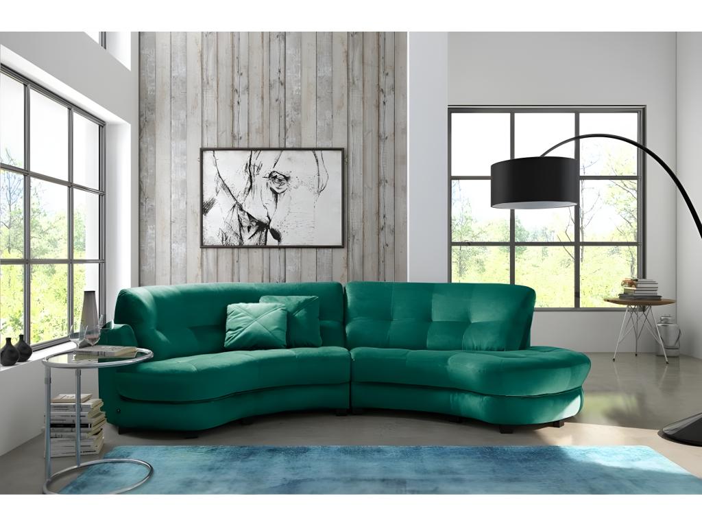 Homzora 5/6 seater luxury fabric sofa, dark green, left armrest side
