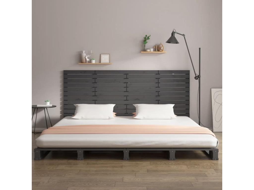 Wall-mounted headboard, grey, 156x3x91.5 cm, solid pine wood