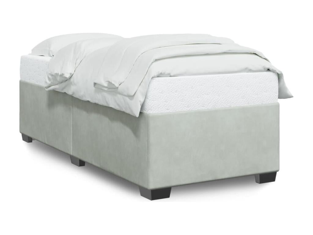 Light grey velvet bed frame (mattress not included) 90x190 cm